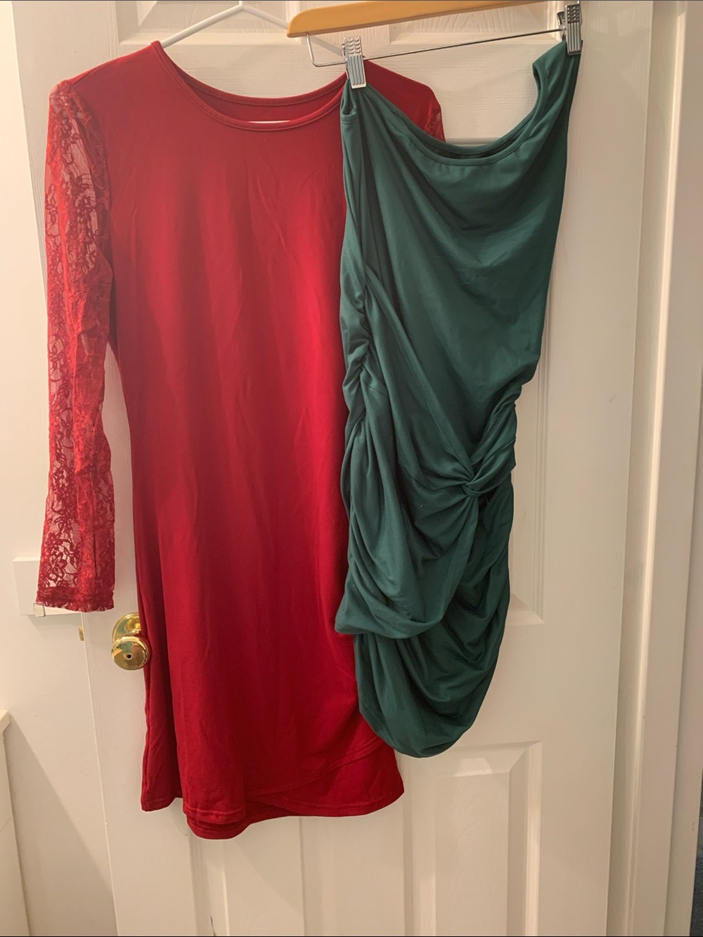 Red Lace Sleeve Women's Dress - Unbranded